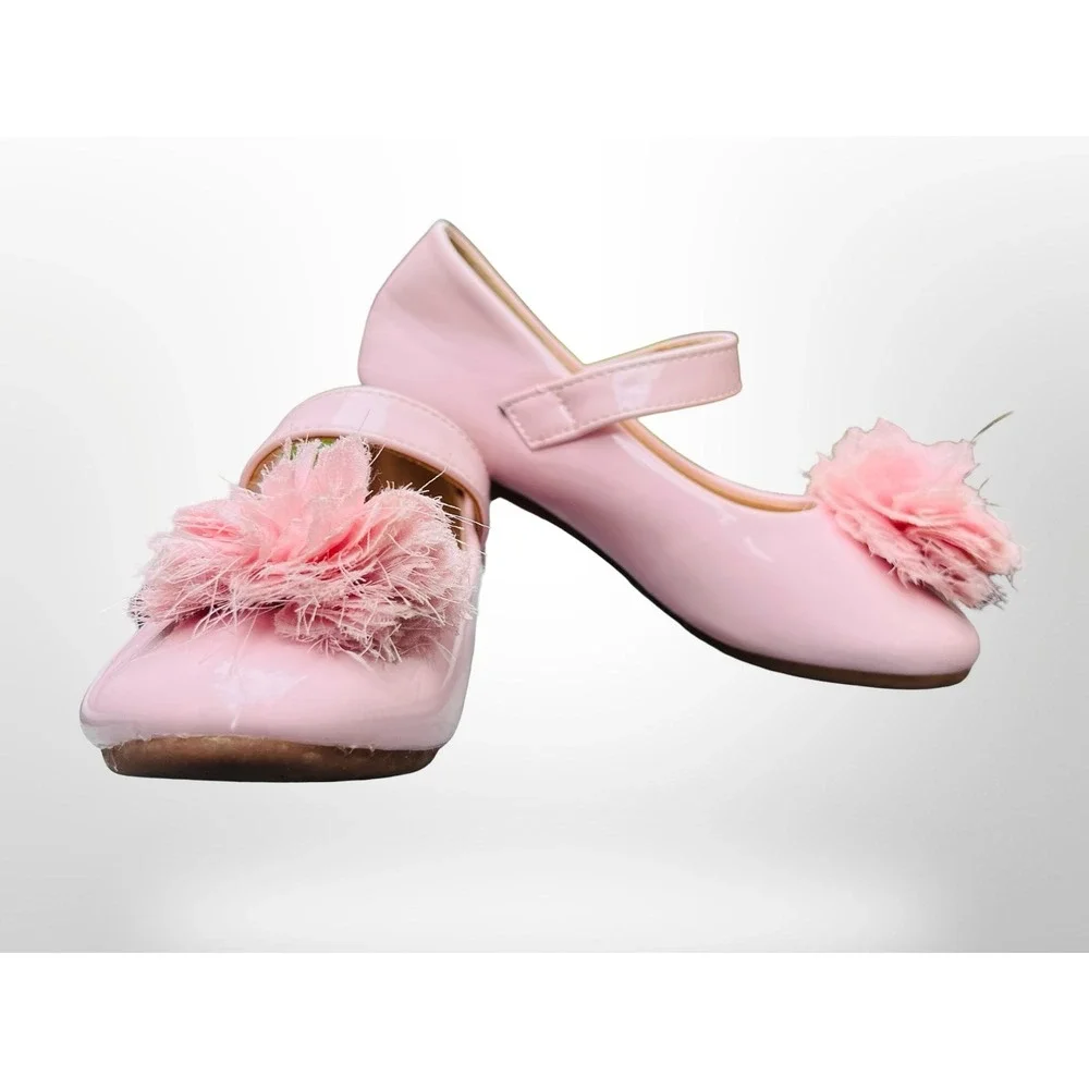 GUC ADAMUMU Toddler/Girl Mary Jane Ballet Flats Flower Embellishment Size 11